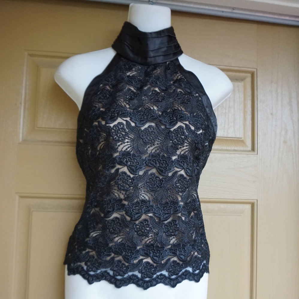 Vintage Bebe Satin Lace Halter